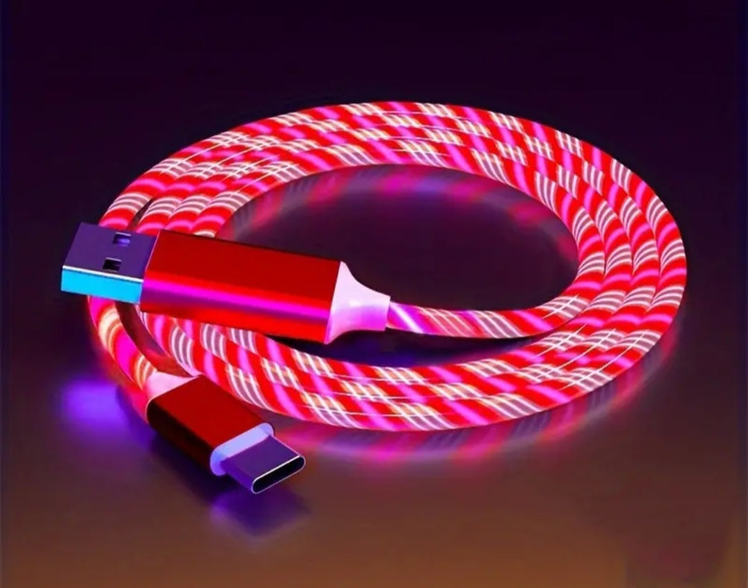 USB Type C Cable LED Glowing Charging Cable