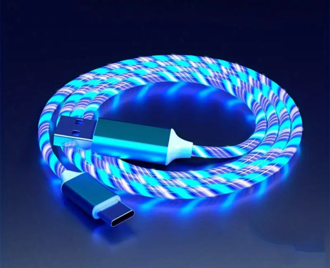 USB Type C Cable LED Glowing Charging Cable