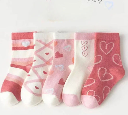 5 pairs heart kids socks