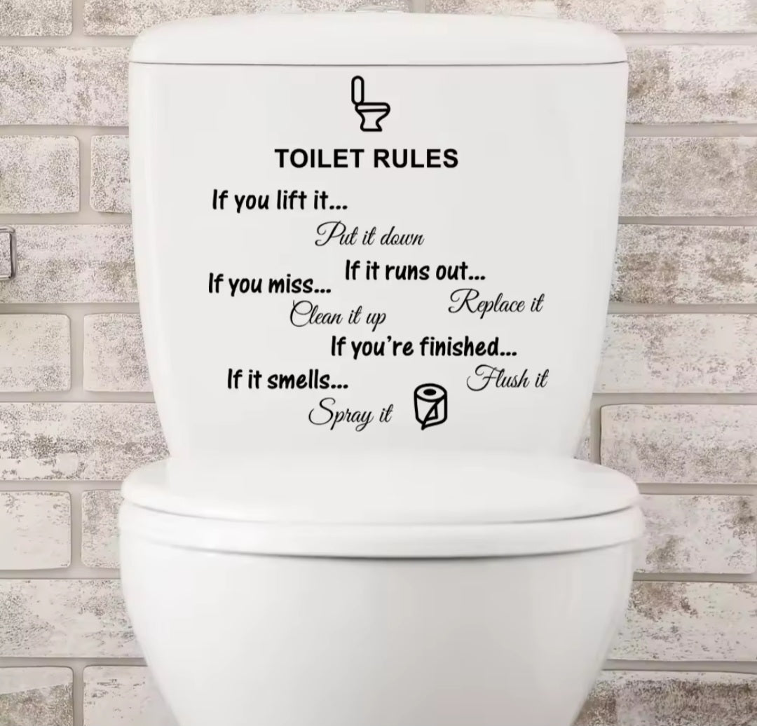 Toilet rules sticker