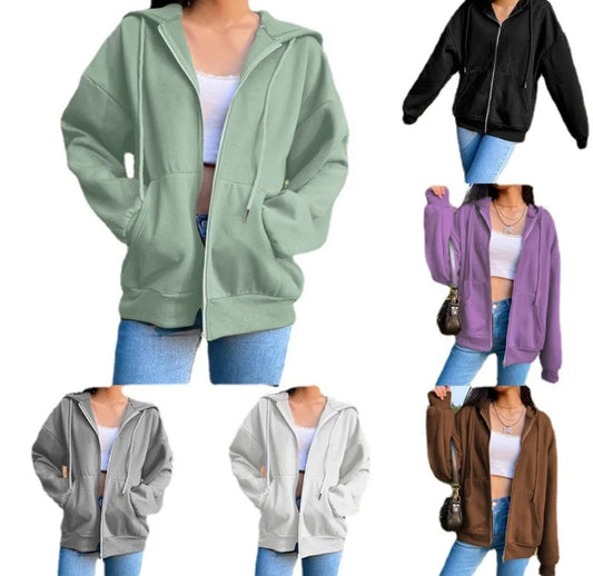 Solid color zip hoodie